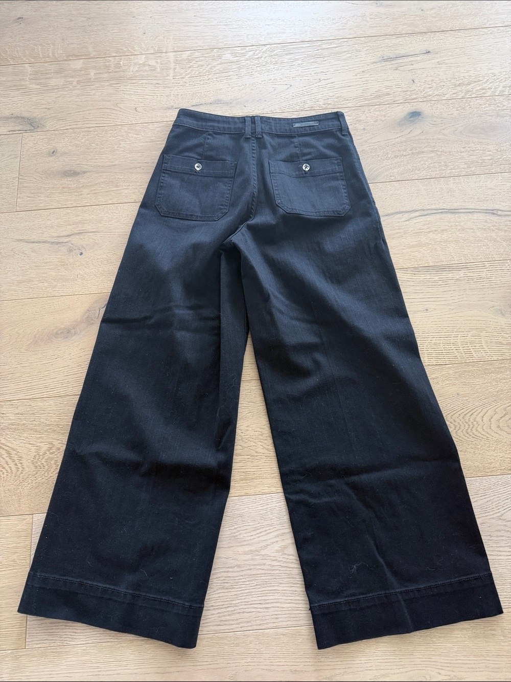 Anthropologie Pilcro Black Wide Leg Pants Size 26 Patch Pockets Stretch Denim - Picture 3 of 7